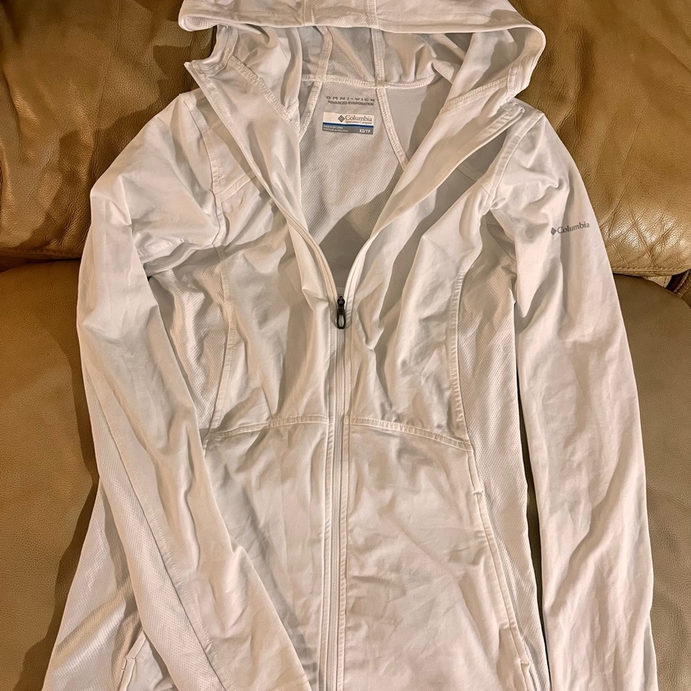 Columbia White Utility Jacket Lightweight Hooded
